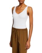 Ribbed Bodysuit With V-neck