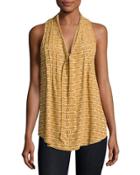 Printed Tie-front Sleeveless Top, Yellow