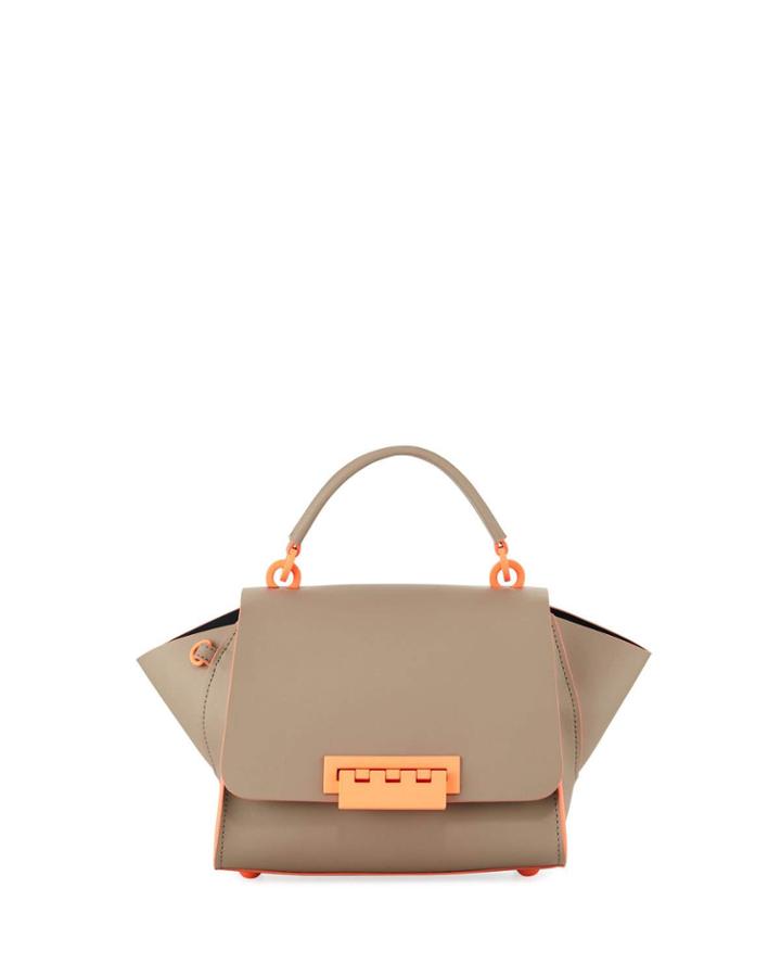 Eartha Iconic Neon Satchel Bag, Dark Beige