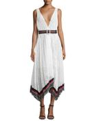 Cotton Eyelet Sleeveless V-neck Midi Dress, White