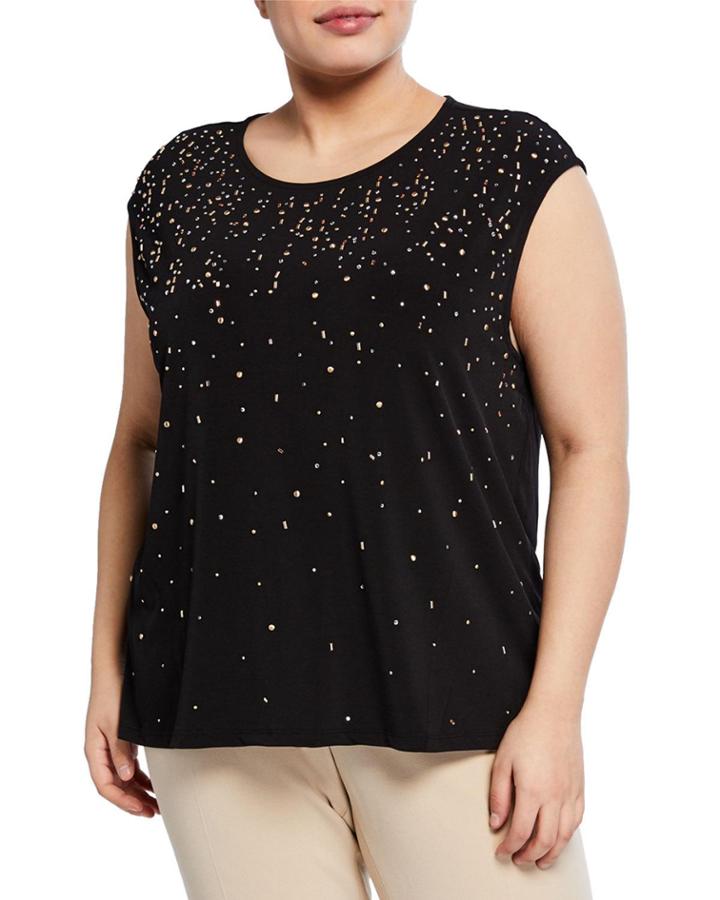 Plus Size Embellished-front Top