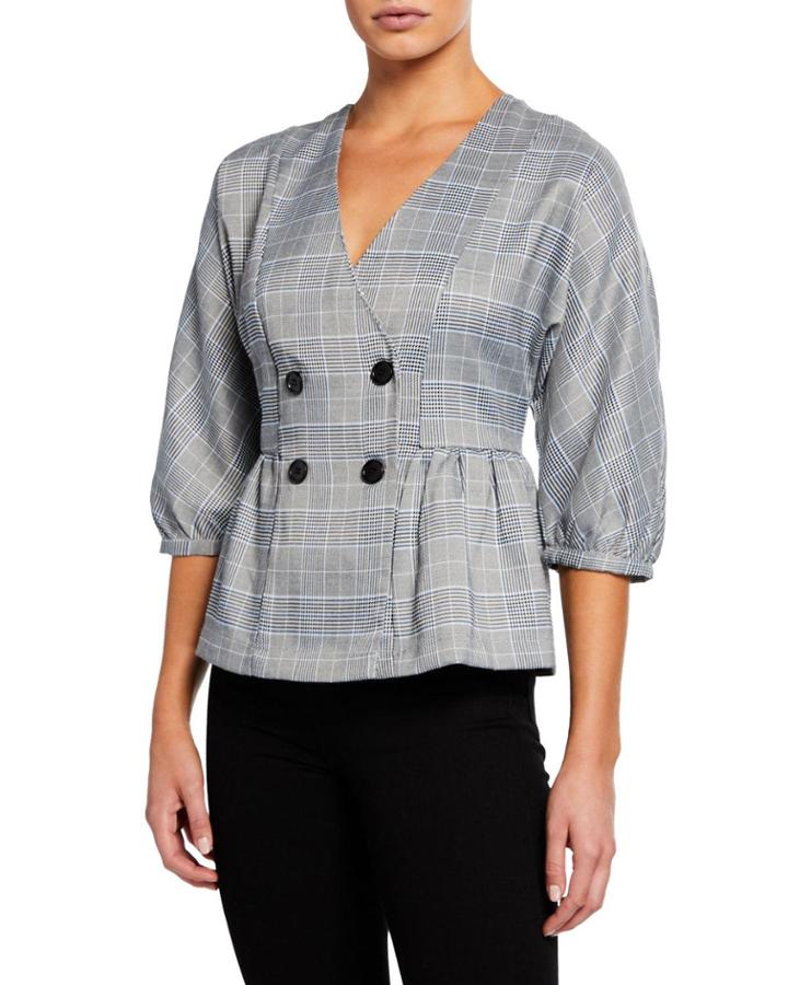 Double-breasted Peplum Blouse