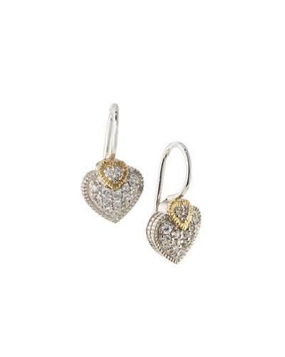 Silver & Sapphire Heart Drop Earrings