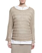 Round-neck Knit Sweater, Almond,