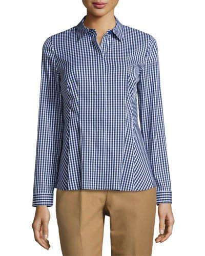 Fletcher Check Blouse, Blue