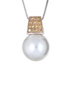 14k South Sea Pearl Necklace W/ 2-tone Diamonds