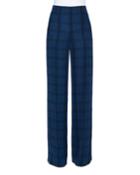Flore Plaid Silk High-rise Flare Pants
