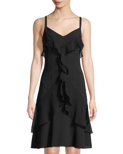 Sleeveless Ruffle-front