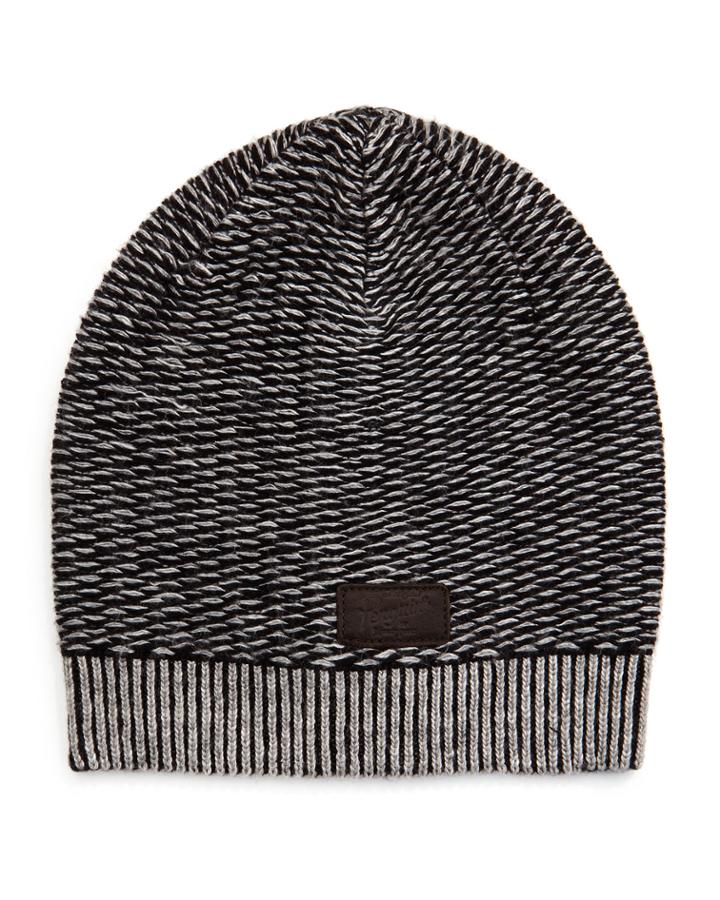 Penguin Clint Striped Beanie Hat, Onyx (black),