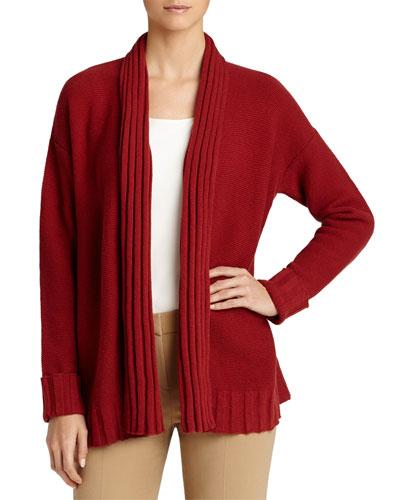 Long-sleeve Open-front Cardigan, Auburn