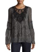 Kirk Lace-yoke Silk Blouse, Black