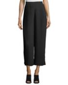 Knife-pleated Wide-leg Ankle Pants