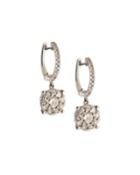 14k White Gold Diamond-drop Huggie Earrings,