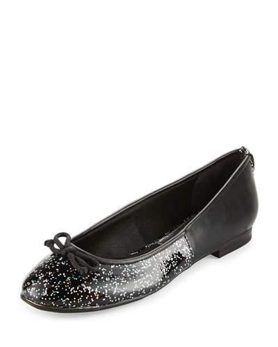 Banks Faux-leather Glitter Flat, Black