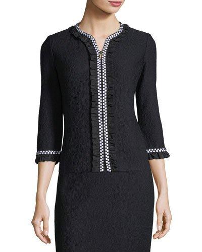 Check-trim Boucl&eacute;-knit Jacket