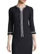 Check-trim Boucl&eacute;-knit Jacket