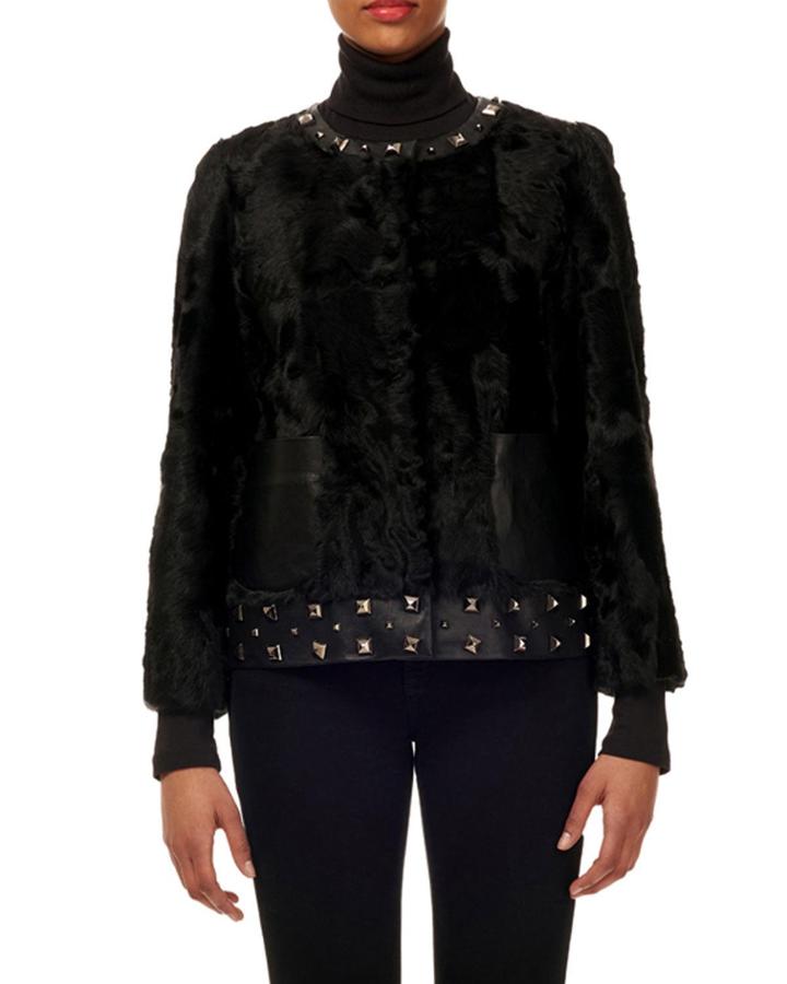 Lamb Shearing Jacket With Studded