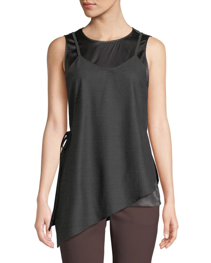 Layered Stretch Silk Sleeveless Blouse