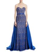 Strapless Sweetheart Lace Overskirt Gown