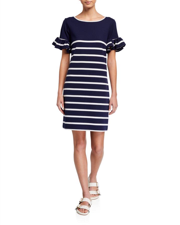 Ponte Ruffle-sleeve Dress