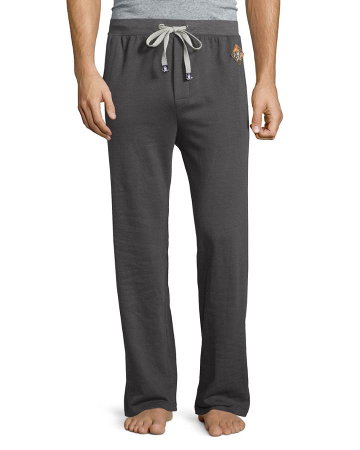 Psycho Bunny Drawstring Thermal Lounge Pants, Granite, Men's,