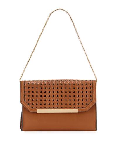 Karen Basketweave-flap Clutch Bag, Nutmeg