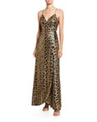 Leopard Sequin Sleeveless Wrap Dress