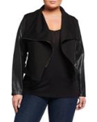 Plus Size Faux-leather Mix Media
