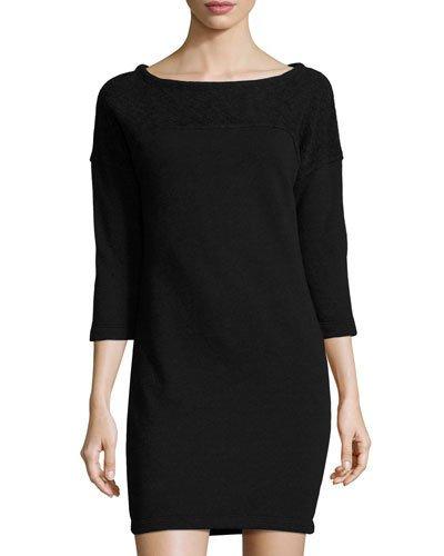 Pullover Sweatshirt Dress, Black