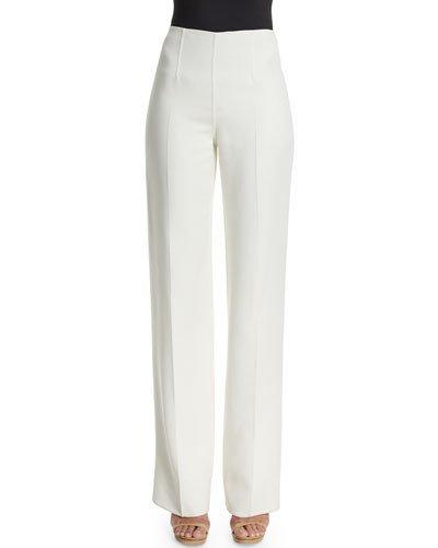 Straight-leg Side-zip Pants, White