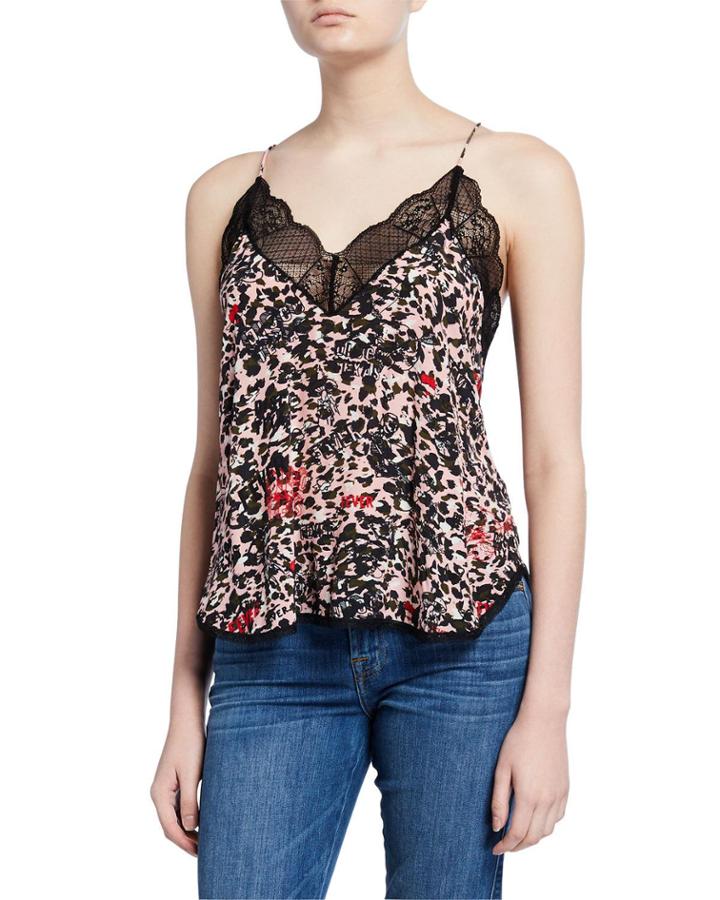 Christy Leopard-print Lace-trim Camisole