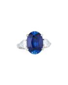 Synthetic Sapphire & Cubic Zirconia Oval Ring,