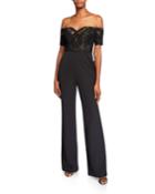 Off-the-shoulder Lace Corset Top Jumpsuit
