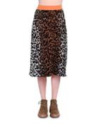 Cheetah-print Slim Skirt, Beige/black/havana