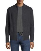 Cashmere Ribbed Zip-front Cardigan