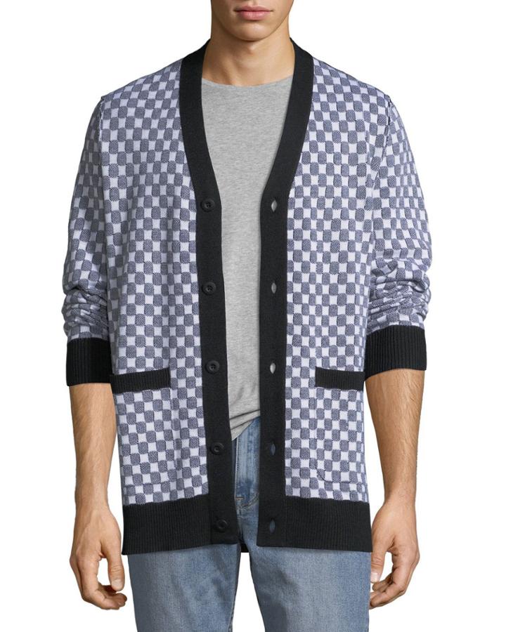 Men's Checkerboard Pocket Cardigan