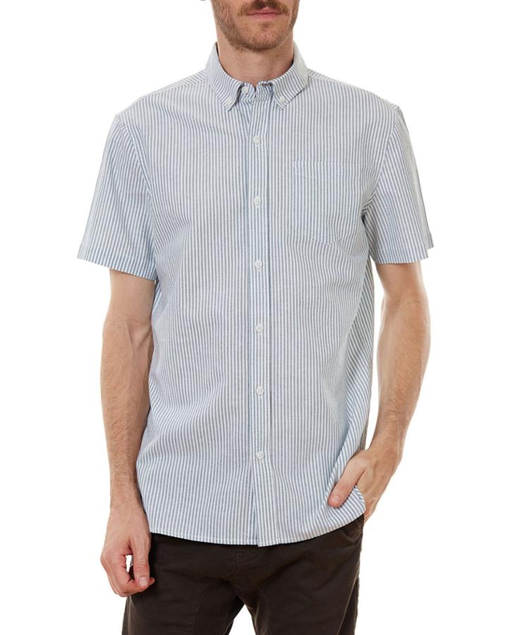 Men's Striped Short-sleeve Button-down