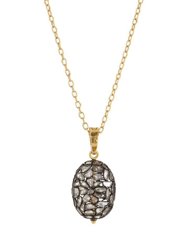 Bold Pastiche Black Diamond Pendant Necklace