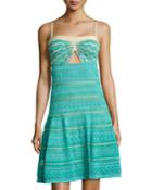 M Missoni Cutout Square-neck Dress, Blue Multi, Women's, Size:
