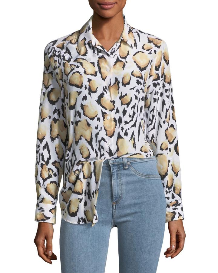 Cloud Leopard-print Button-down Essential