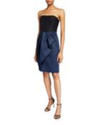 Colorblock Strapless Bow-drape Bonded