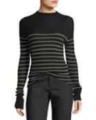 Striped Mock-neck Cashmere