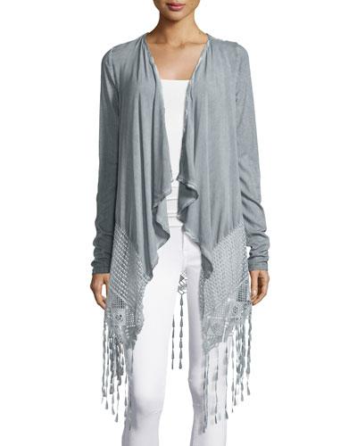 Maui Crochet-trim Flyaway Cardigan, Ember