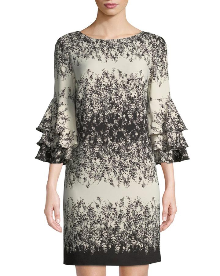 Floral-print Tiered-sleeve
