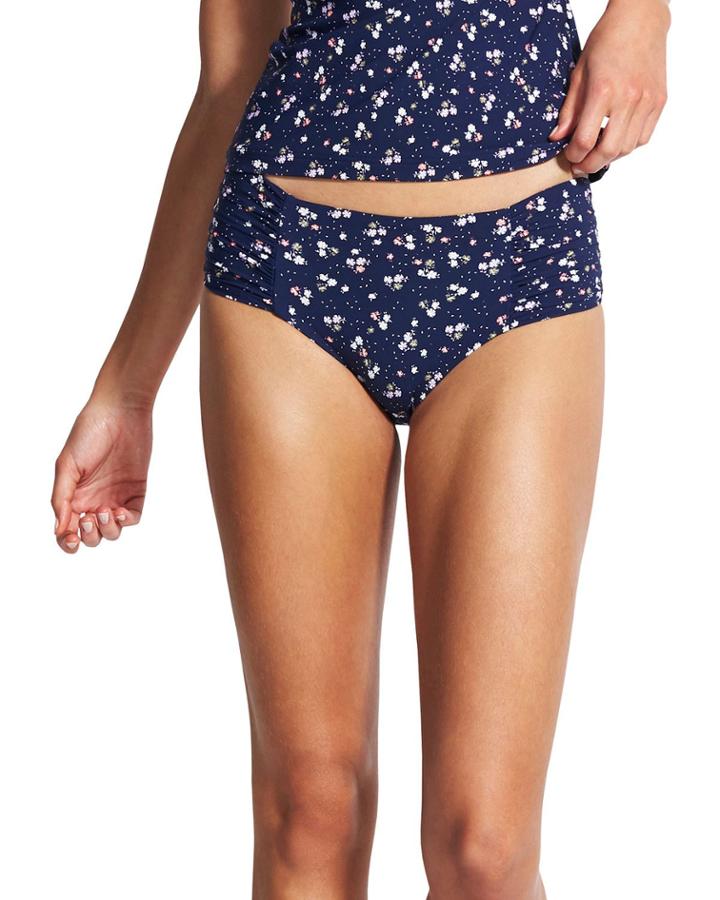 Ruched-side Floral Hipster Bikini Bottom