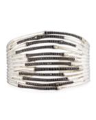 Bamboo Black Sapphire Multi-row Cuff Bracelet