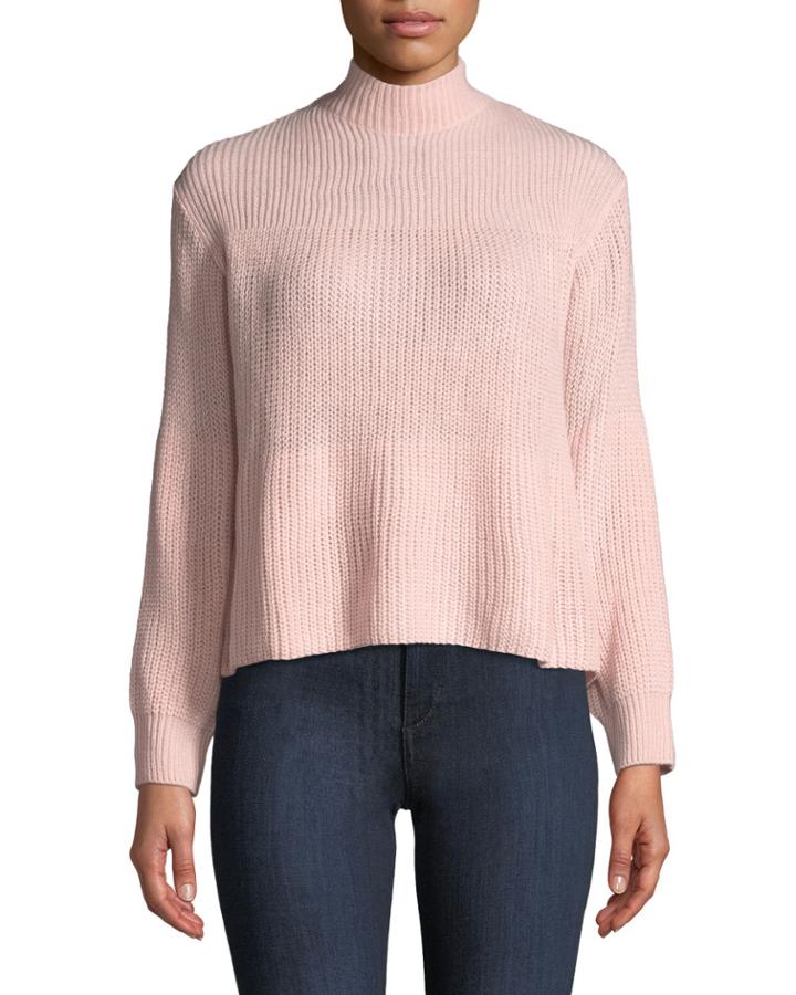 Balloon-sleeve Mock-neck Knit
