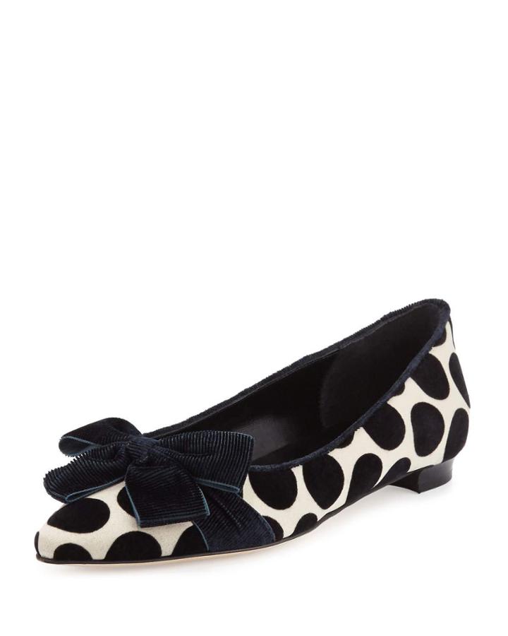 Gorina Polka-dot Velvet Flat