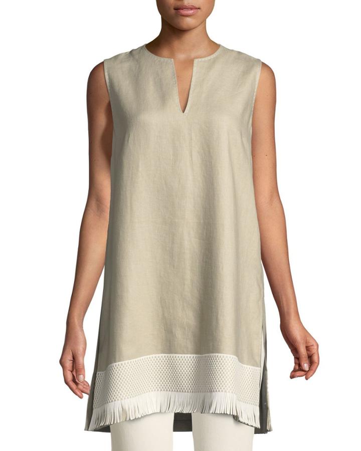 Chandelier Lavish Linen Tunic W/ Fringe Trim