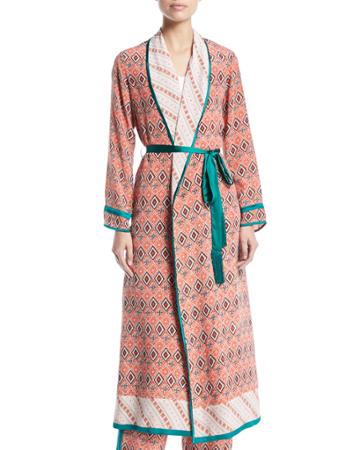 Almasi-print Silk Robe Coat With